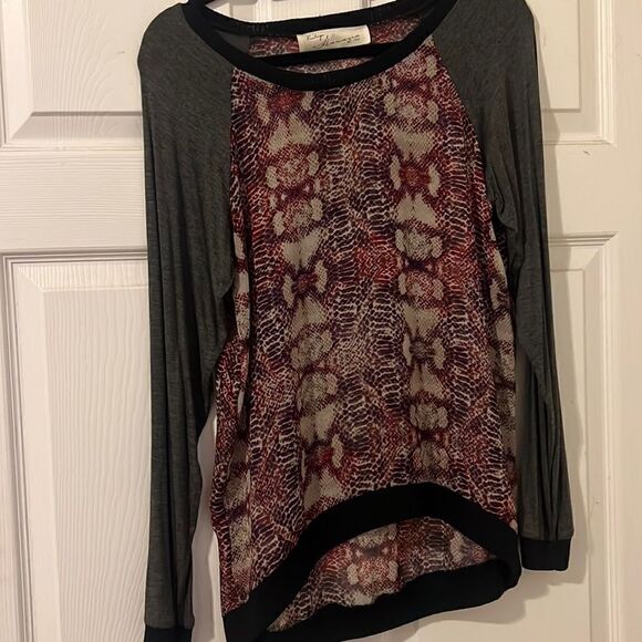 Vintage Havana Small Long Sleeve Top - Sheer Front - Black Sleeves - Long Sleeve - Picture 2 of 6